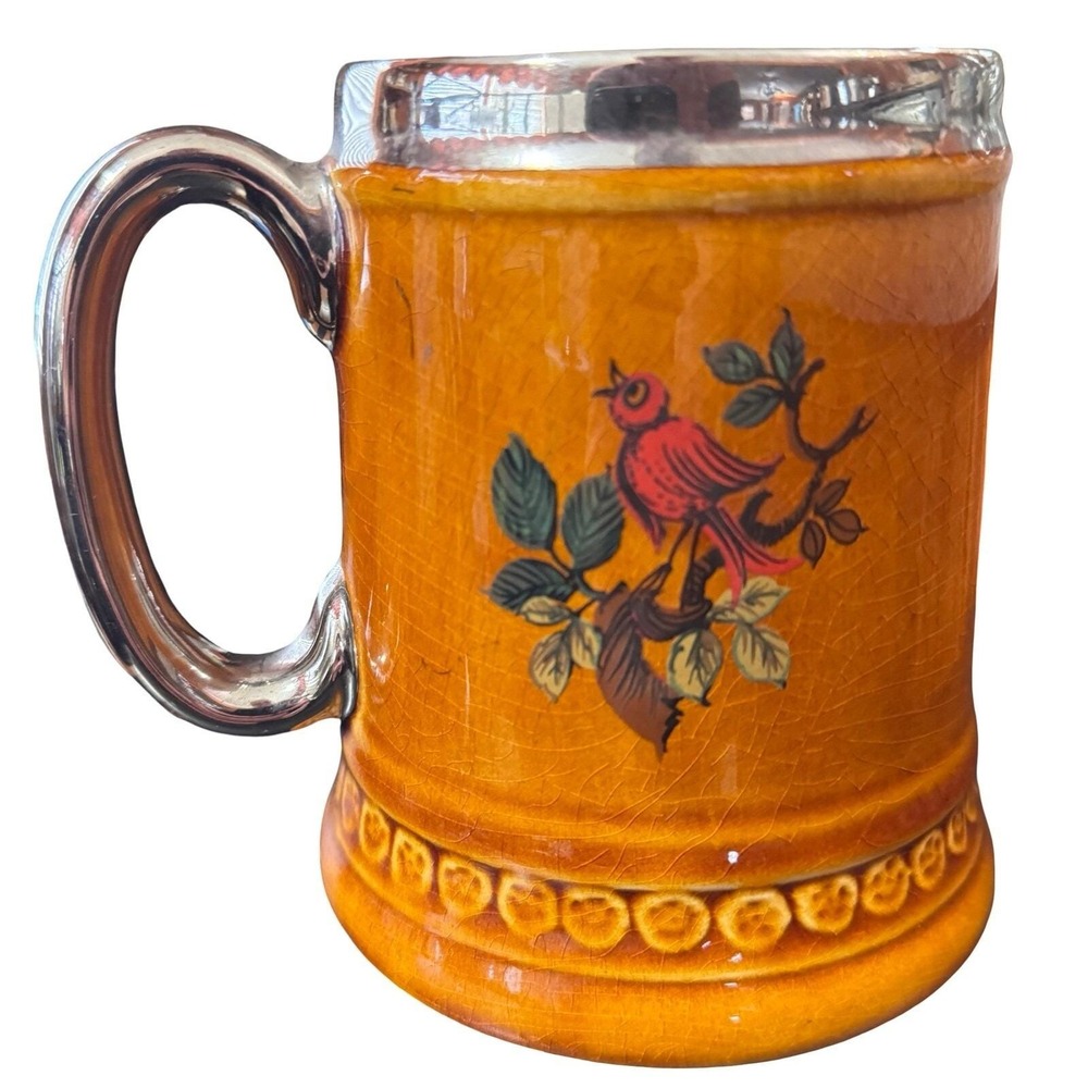 Vintage Lord Nelson Pottery Tankard‎ Mug Beer Stein Brown Bird Hunter Rustic